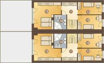 Piętro 1 projektu - Long z garażem 1-st. bliźniak [A-BL1]