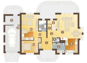 Parter projektu - Amelia V z garażem 1-st. [A]