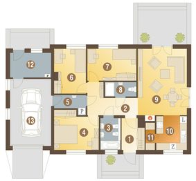 Parter projektu - Bastek z garażem 1-st. [A]