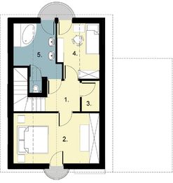 Projekt domu D55 - Małgosia - rzut poddasza, dom liczy 2 pokoje, 2 łazienki i wc