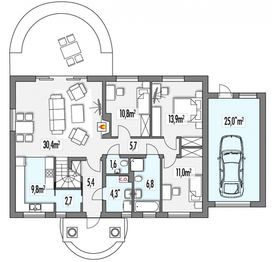 Parter projektu - Kinga wersja B pojedynczy garaż