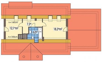 Poddasze projektu - Kinga wersja C podwójny garaż