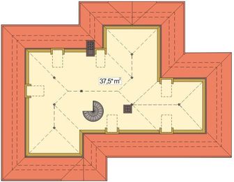 Poddasze projektu - Wierzba C garaż z boku schody kręte