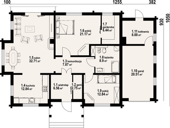 Parter projektu - Dębina z garażem 3