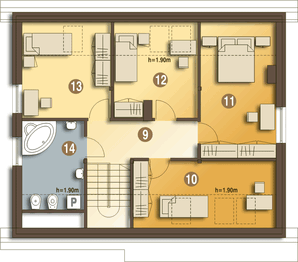 Poddasze projektu - Wanda z garażem 1-st. [A]
