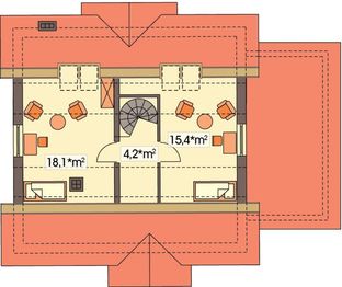 Poddasze projektu - Magda wersja B z pojedynczym garażem