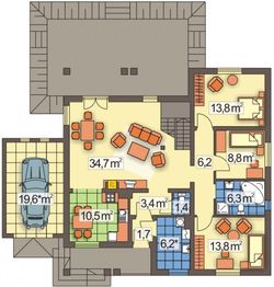 Parter projektu - Julia wersja B z pojedynczym garażem