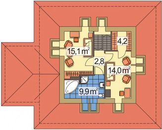 Poddasze projektu - Julia wersja B z pojedynczym garażem