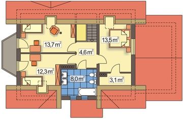 Poddasze projektu - Ola 2 wersja B z pojedynczym garażem