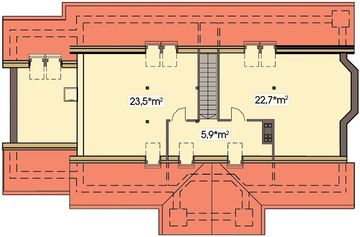 Poddasze projektu - Frodo wersja D dach 2-spadowy z pojedynczym garażem