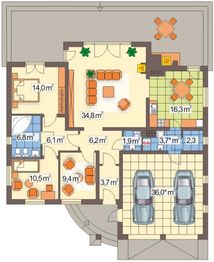 Parter projektu - Ola 3A 2 garaże