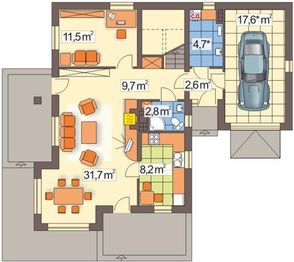 Parter projektu - Paprotka A garaż