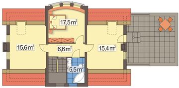 Poddasze projektu - Słonecznik wersja A z podw. gar. na wąską działkę