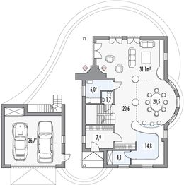 Parter projektu - Zacisze A 2 garaże