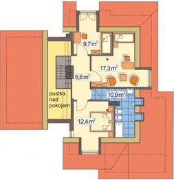 Poddasze projektu - WIERA wersja B z podwójnym garażem