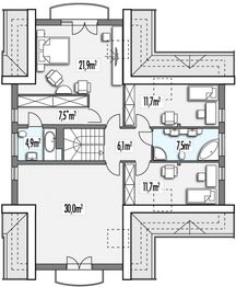 Poddasze projektu - Amelka A 2-garaże