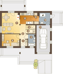 Parter projektu - Alka II z garażem 1-st. [A]