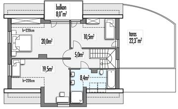 Poddasze projektu - Adaś C 2-garaże