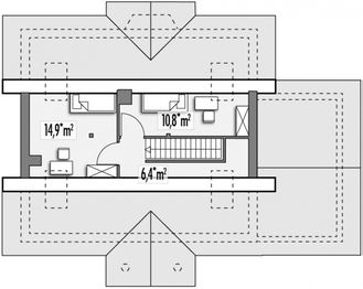 Poddasze projektu - Angela wersja A z pojedynczym garażem z lewej
