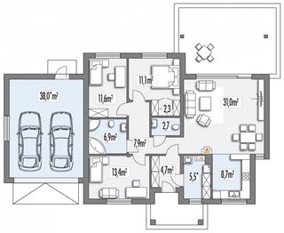 Parter projektu - Antek C 2-garaże
