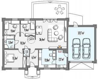 Parter projektu - Azalia D z podwójnym garażem