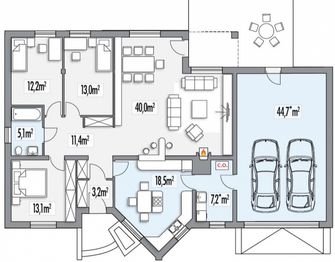 Parter projektu - Irys C podwójny garaż
