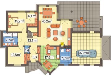 Parter projektu - Irys 2 B podwójny garaż, wąska działka
