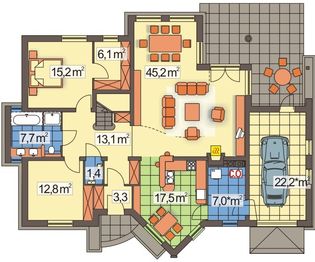 Parter projektu - Irys 2 C pojedynczy garaż