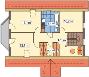 Poddasze projektu - Konwalia wersja A bez garażu