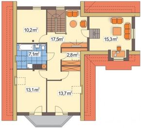 Poddasze projektu - Konwalia wersja C z pojedynczym garażem układ L