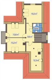 Poddasze projektu - Malwa wersja B z garażem z boku, wjazd od południa