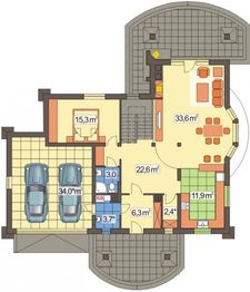 Parter projektu - Telimena wersja B z podwójnym garażem