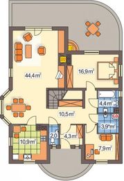 Parter projektu - W Sam Raz wersja C bez garażu