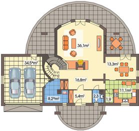 Parter projektu - Rozmaryn wersja B z podwójnym garażem