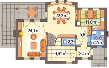 Parter projektu - Słonecznik wersja D bez garażu