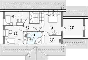 Poddasze projektu - Sosenka 1B garaż