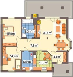 Parter projektu - Stokrotka wersja A mniejsza bez garażu