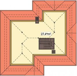Poddasze projektu - Wierzba A schody proste