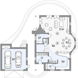 Parter projektu - Zacisze 2B 2 garaże