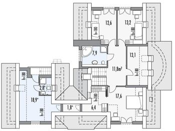 Poddasze projektu - Zacisze 2B 2 garaże