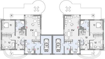 Parter projektu - Akacja 2B bliźniak z garażem