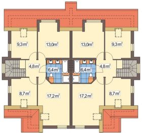Poddasze projektu - Sławek jednorodzinny dwulokalowy
