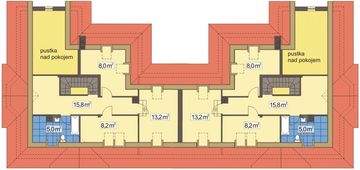 Poddasze projektu - W Sam Raz bliźniak wersja B z pojedynczym garażem