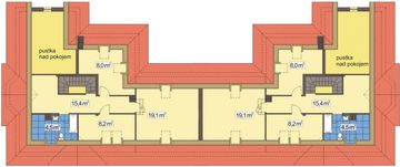 Poddasze projektu - W Sam Raz bliźniak wersja D z podwójnym garażem