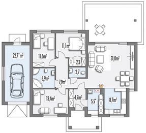 Parter projektu - Antek 3B garaż