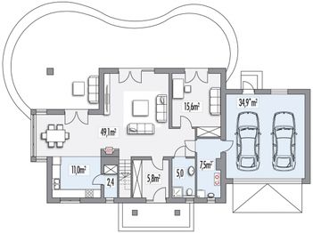 Parter projektu - Ada A 2-garaże