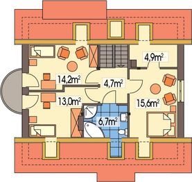 Poddasze projektu - Ewa 2 energo+ wersja B zwężona paliwo stałe