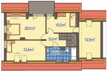 Poddasze projektu - Adaś II wersja B z poj. garażem paliwo stałe