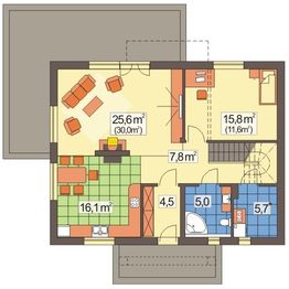 Parter projektu - Adaś II wersja A bez garażu paliwo stałe