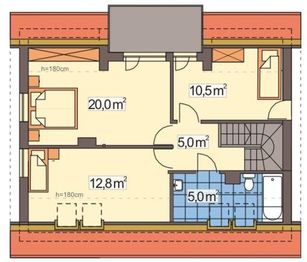 Poddasze projektu - Adaś II wersja A bez garażu paliwo stałe